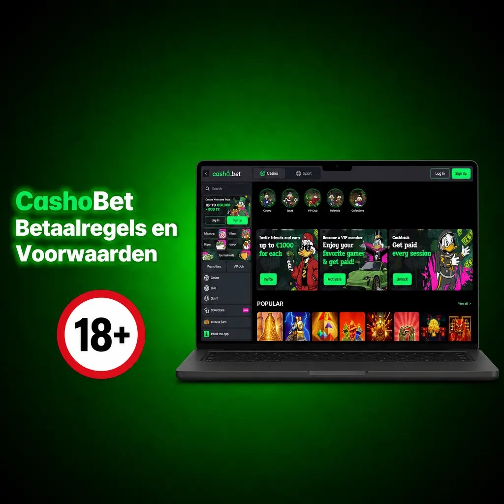 CashoBet betaalregels: verificatie, zelfde betaalmethode, één bonus, EUR-transacties en transactielimieten per account.