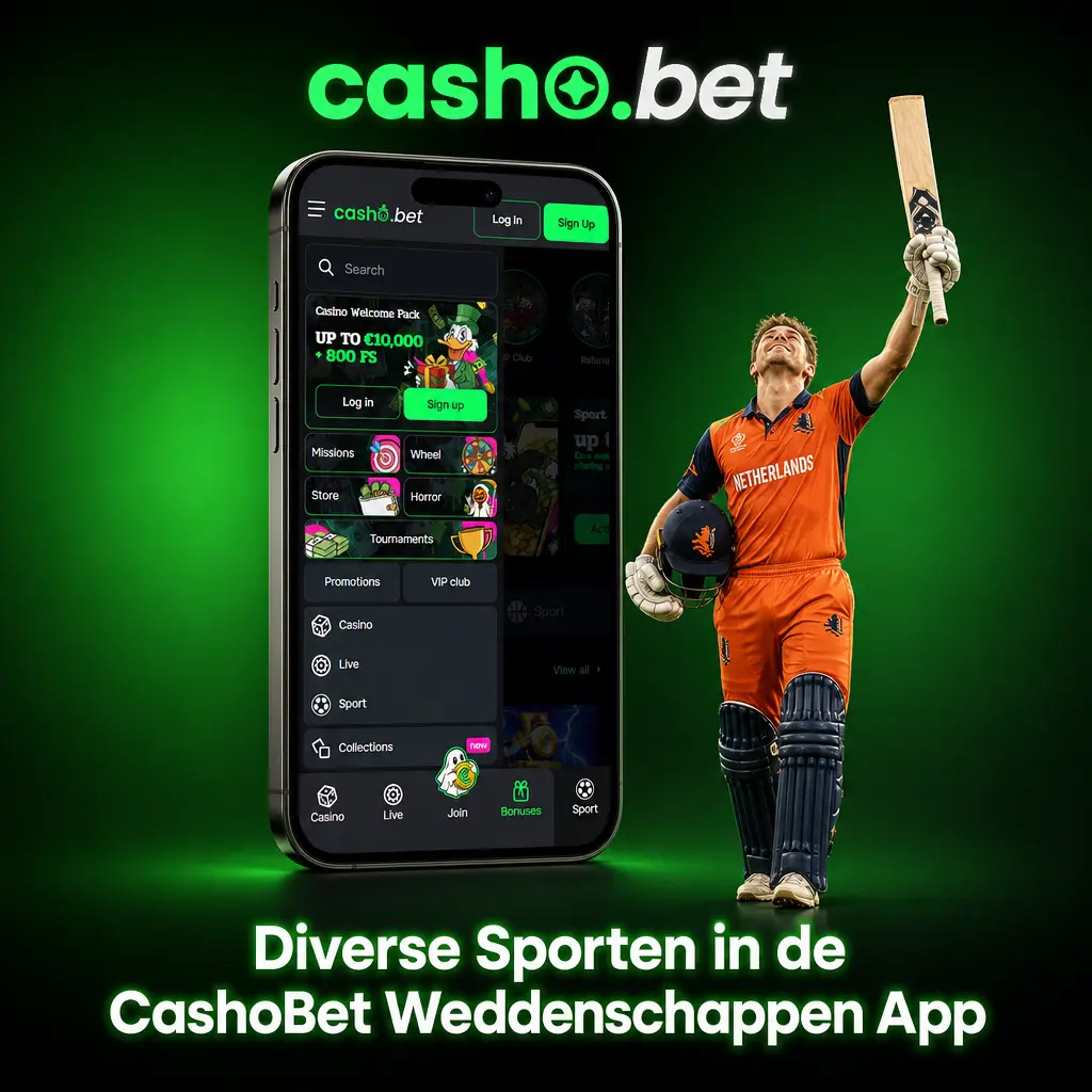 Overzicht van sporten en eSports zoals voetbal, tennis en CS2 in de CashoBet weddenschappen app