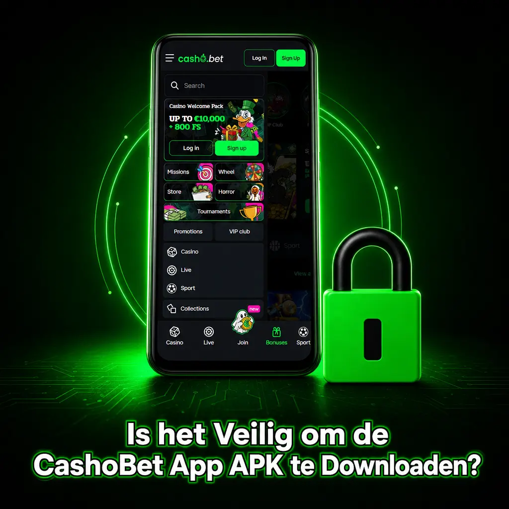 CashoBet app APK downloaden: veilig dankzij Curaçao kansspellicentie, SSL-encryptie en beveiligde transacties voor sportweddenschappen en casino.