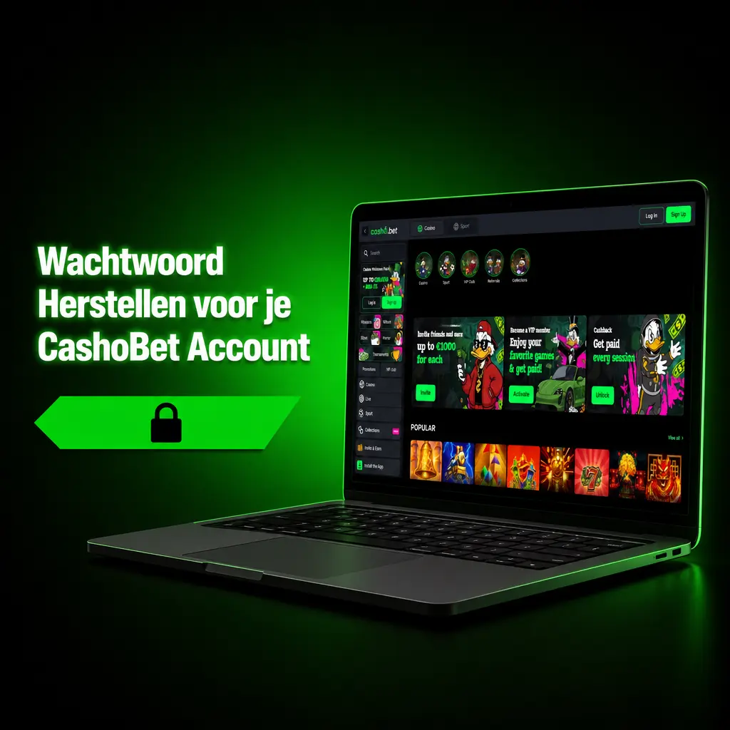 Stappen om je CashoBet wachtwoord te herstellen via e-mail, SMS of verificatiecode op de inlogpagina.
